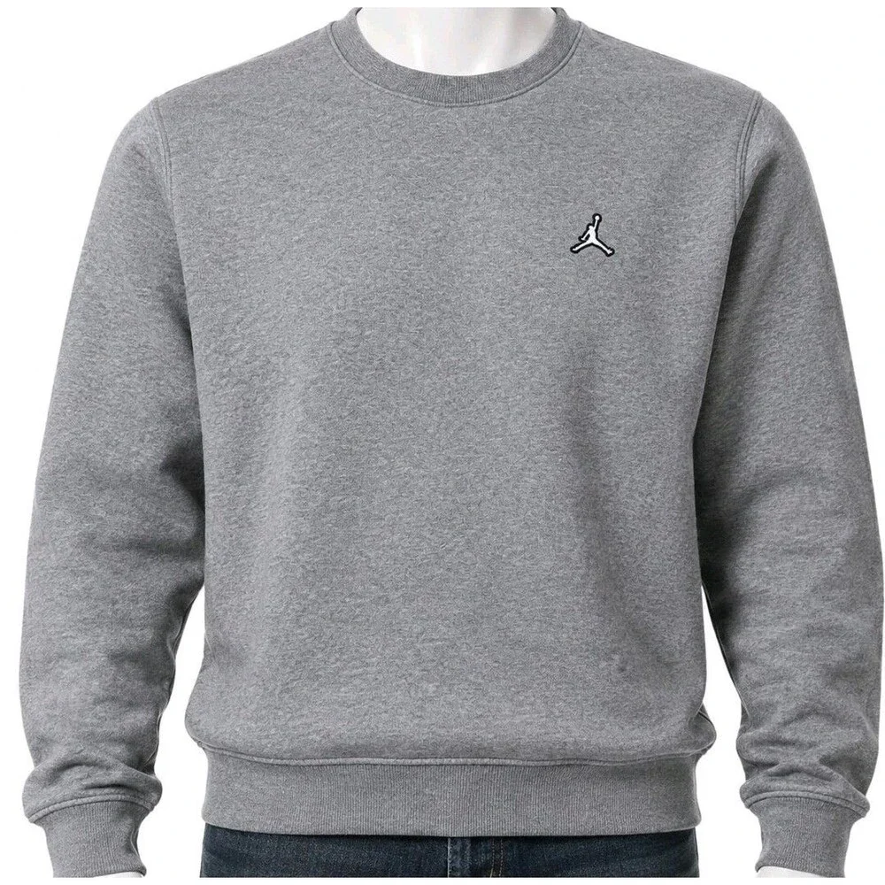 Mens Air Jordan Brooklyn Fleece Crewneck Sweatshirt Gray Medium Jumpman